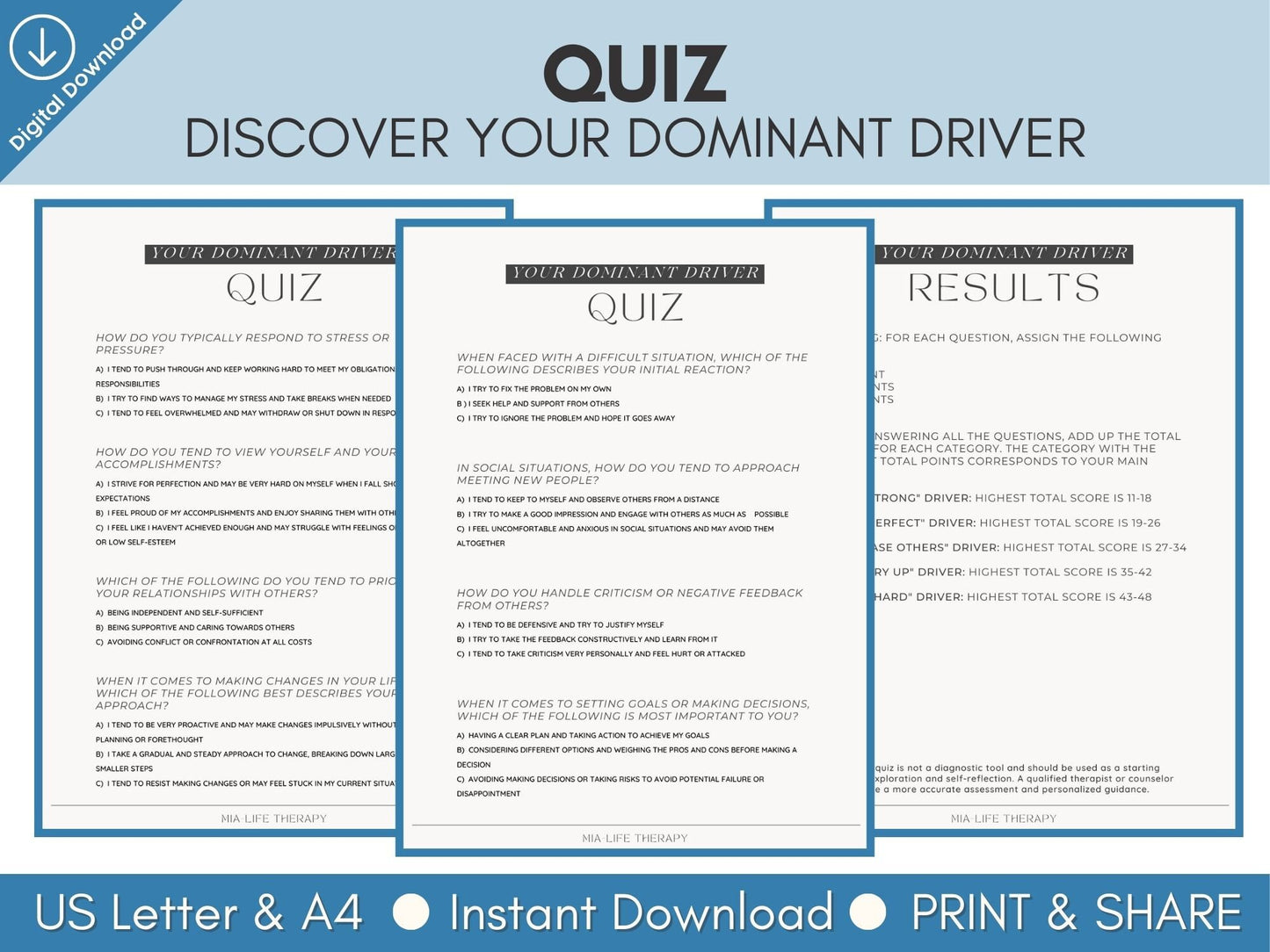 Understand Behavior Pack -  Dominant Trait Quiz