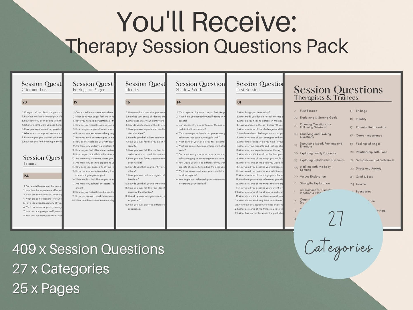 Therapy Interventions and Session Questions Double Bundle