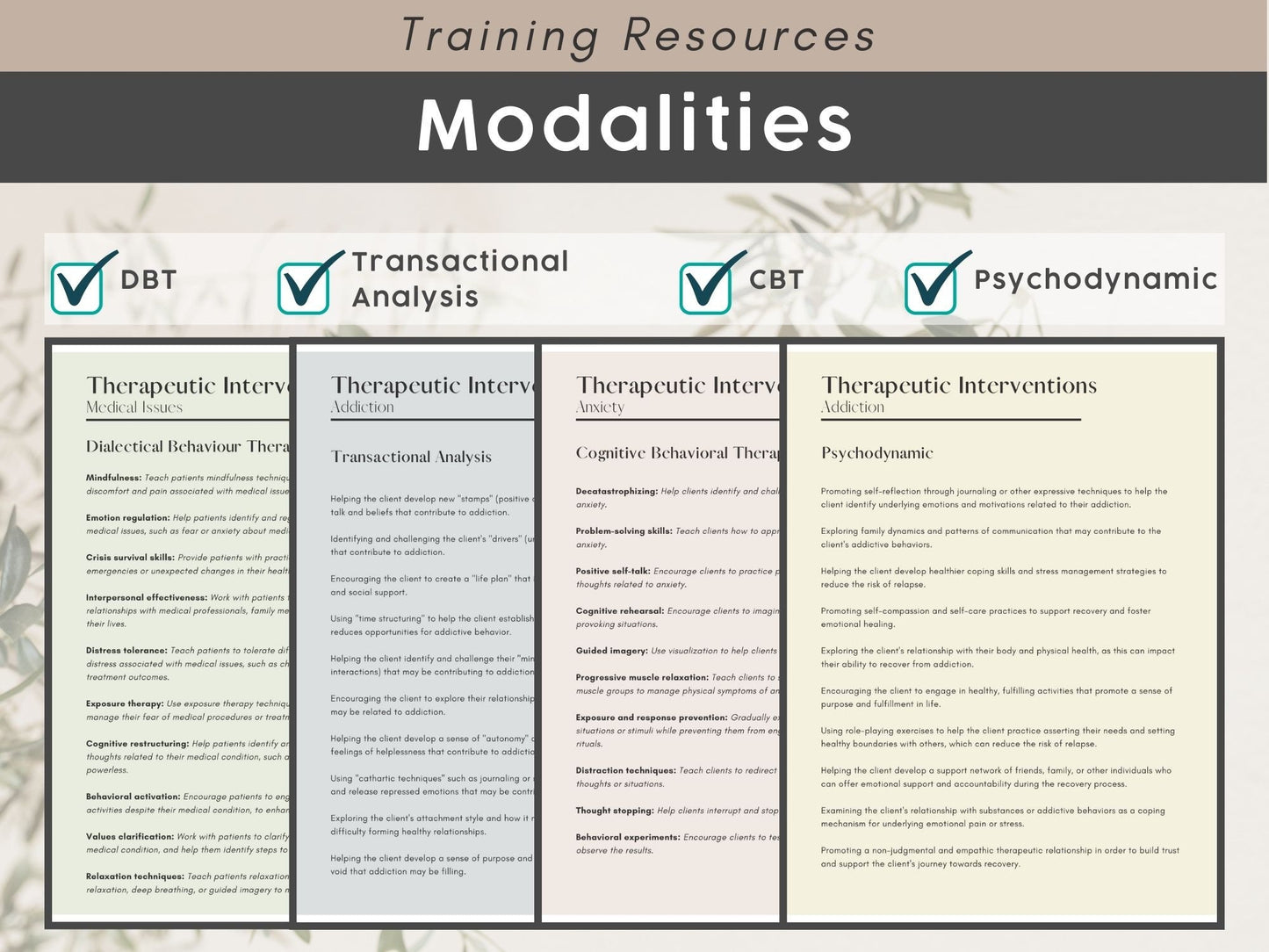 750 Therapy Interventions Cheat Sheet