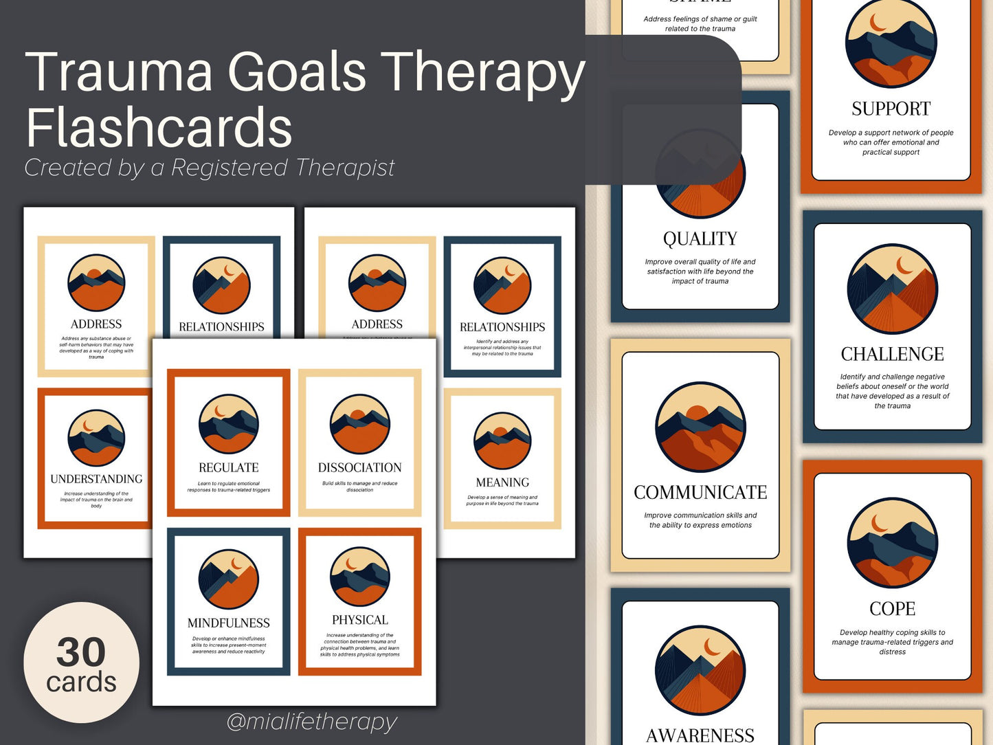 Trauma Goals for Therapy Flashcard Pack