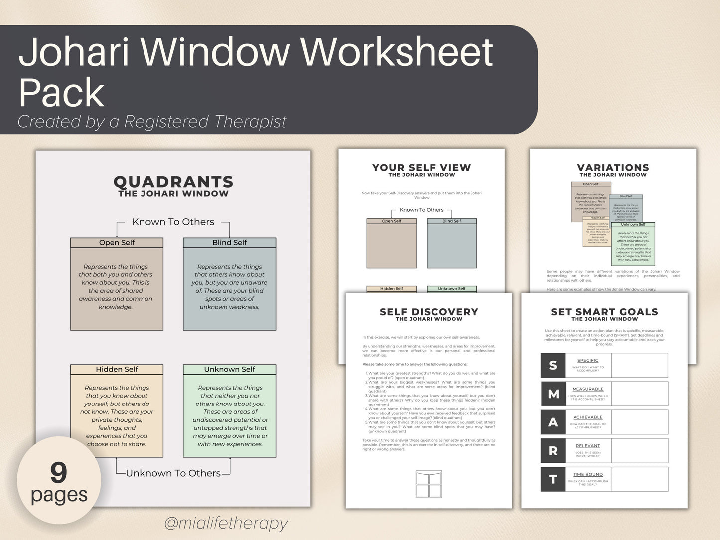 Johari Window Worksheet Pack