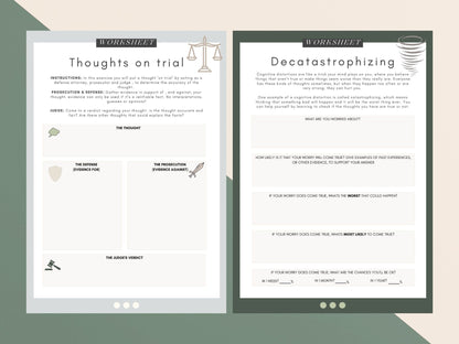 Unhelpful Thinking CBT Tools - 5 Worksheet Pack