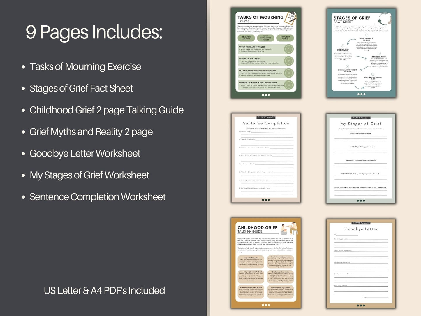 Grief Worksheets Dealing with Loss