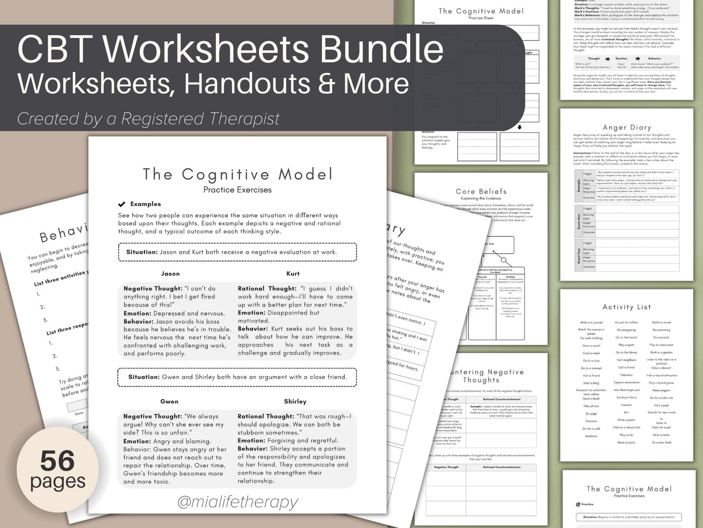 CBT Worksheets 56 Page Bundle