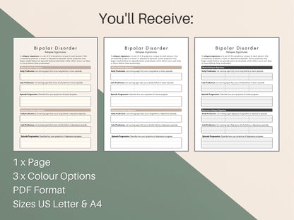 Understanding Bipolar Disorder - Relapse Signatures Worksheet,