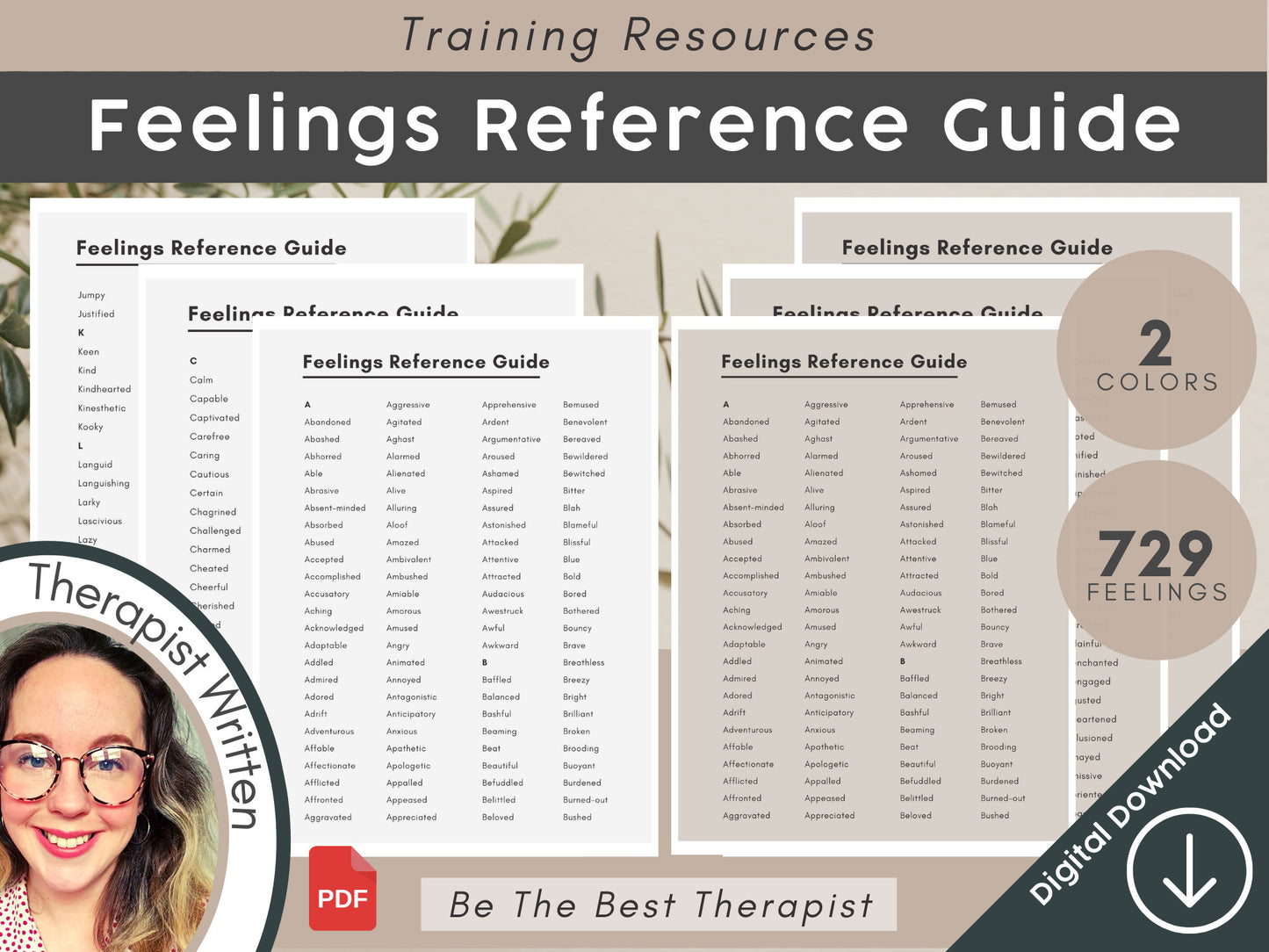 729 Feelings Reference Guide for Therapists